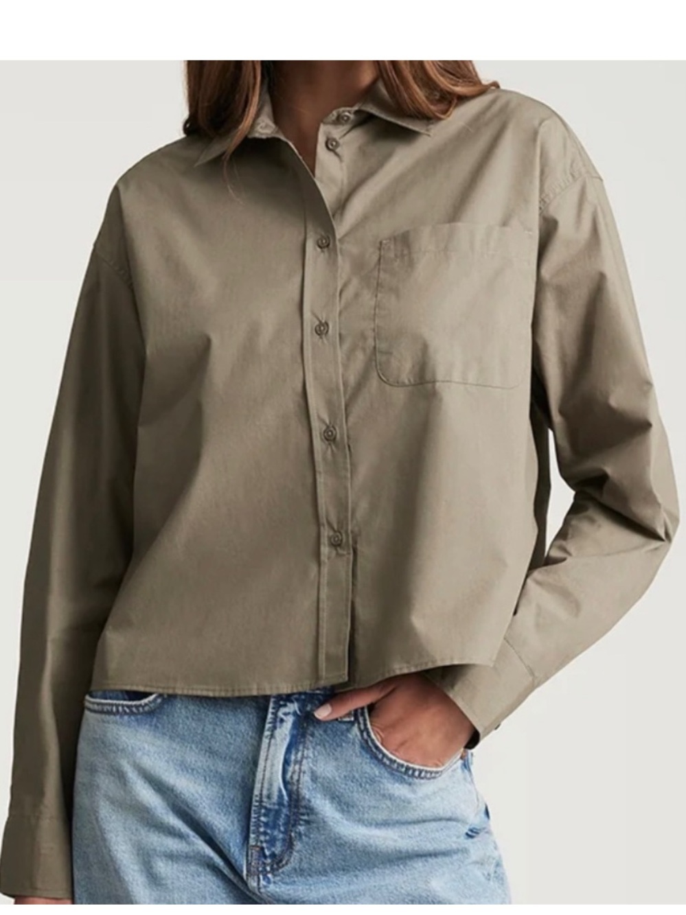 Athleta Midday Cropped Poplin Shirt in Green